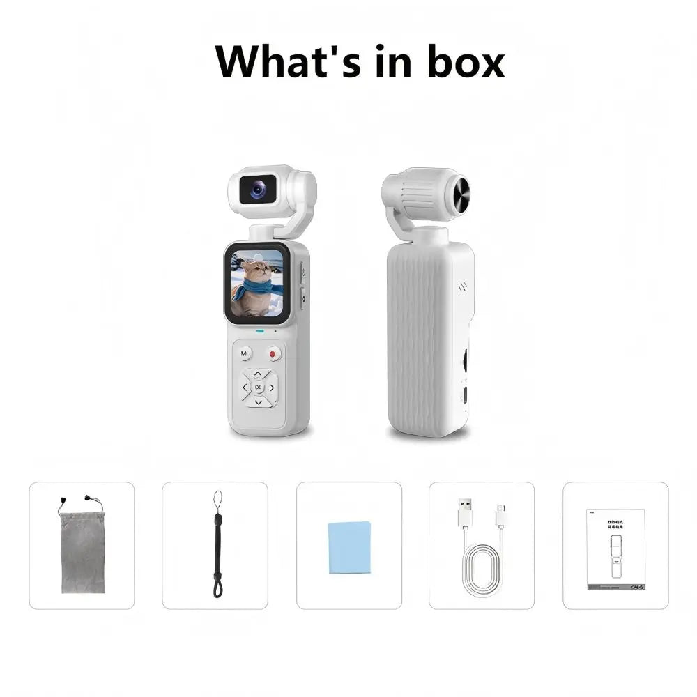 4K HD Budget Pocket Camera with 180° Rotating Lens, 1.69" IPS Display, Loop Recording, 16X Zoom - for influencers, students, content creators