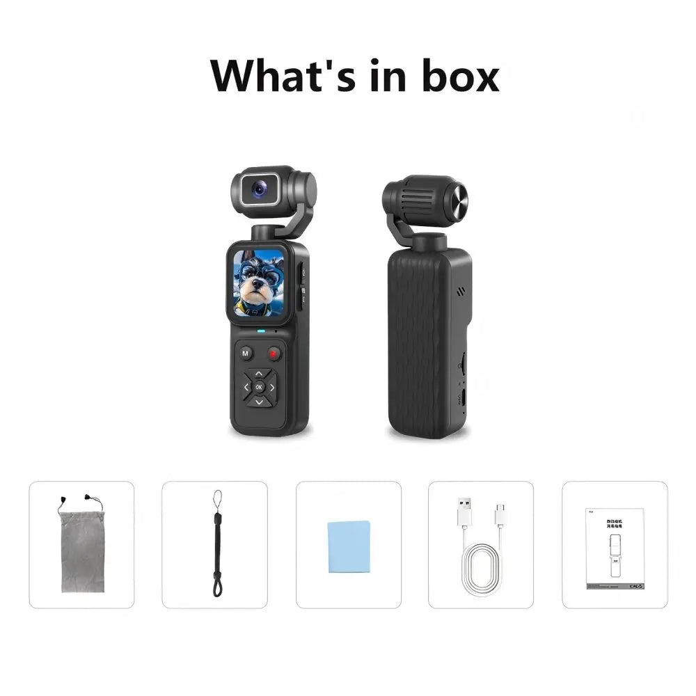 4K HD Budget Pocket Camera with 180° Rotating Lens, 1.69" IPS Display, Loop Recording, 16X Zoom - for influencers, students, content creators